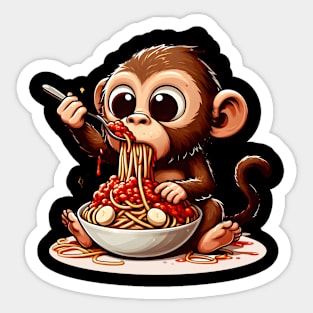 Monkey enjoys spaghetti bolognese Sticker